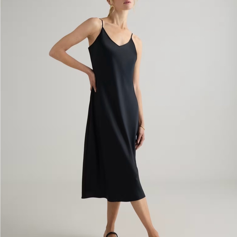 Quince 100% washable silk slip dress in black size medium
